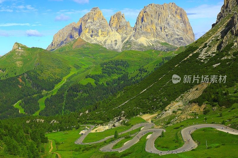 Pordoi, Sella sassolungo山地车，Dolomites，意大利泰洛阿尔卑斯山